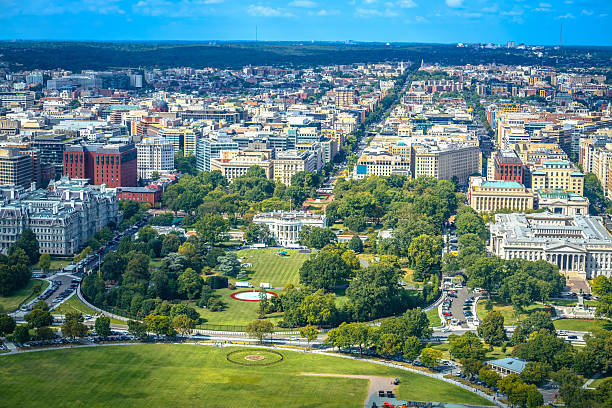 istock Washington DC aerial view. White House back side and 16th street 2228722728