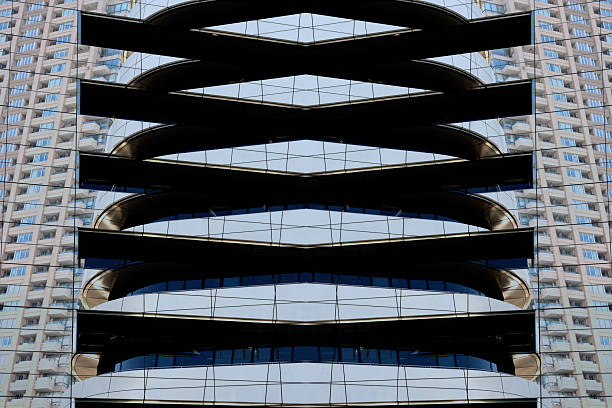 Close-up and abstract background of modern corporate building facade.