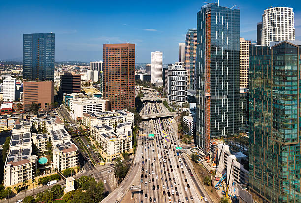 istock Los Angeles Downtown Aerial With Freeway In The Middle 2228734801