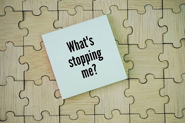 istock Question What's stopping me? the internal or external obstacles preventing someone from achieving a goal or taking action 2228739366