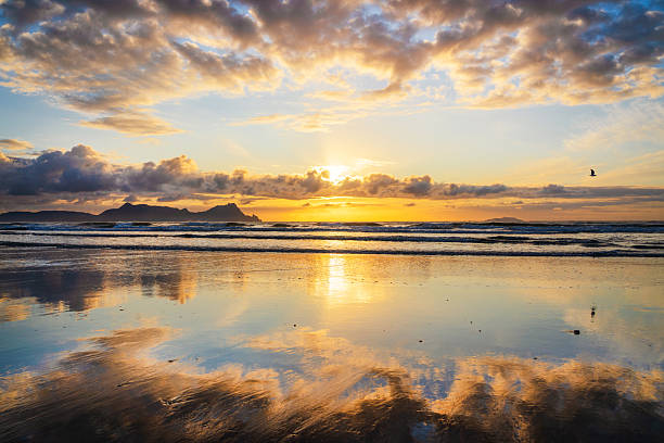 Early Morning Sunrise at Uretiti Beach in Waipu New Zealand.