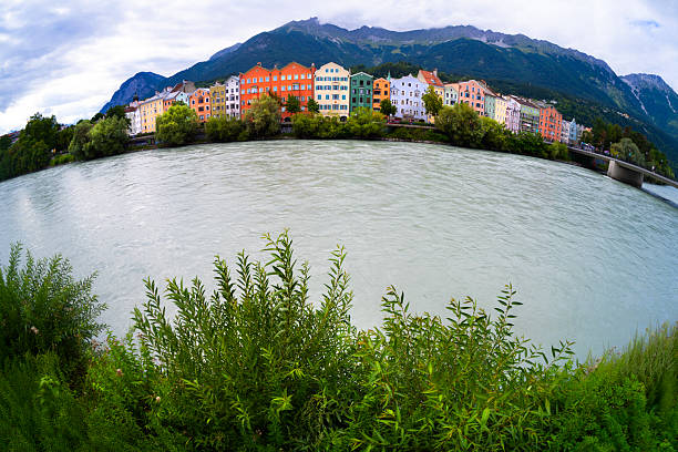 Innsbruck, Austria. July 31, 2025. panoramic view of the city from the Inn river