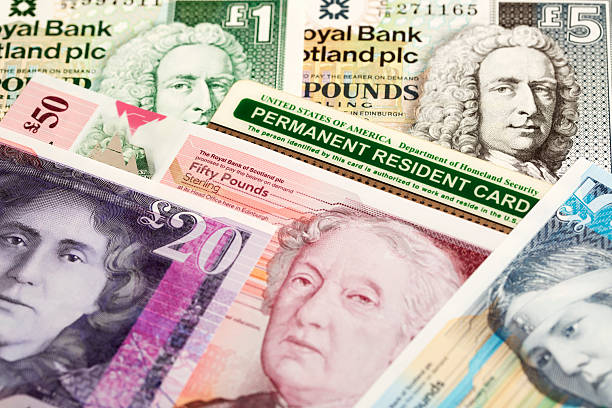 istock American Permanent Resident Card on Scottish Pounds 2228747328
