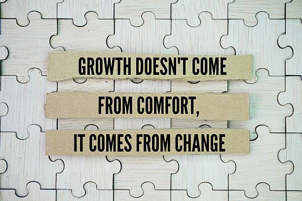 istock Inspirational and motivational words or quotes Growth doesn't come from comfort, it comes from change. 2228748154