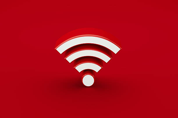 istock Red And White Wi-Fi Symbol On Red Background 2228752039