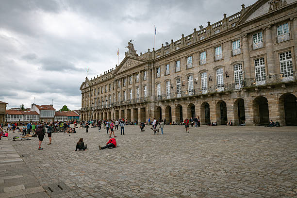 santiago de compostella,spain,25-may-2025:listed as World Heritage by UNESCO, Place Obradoiro do, Raxoi palace of the 18th century, the current City Hall