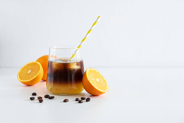 istock Layered Bumble Coffee with orange and espresso, served in a glass on white table 2228772476