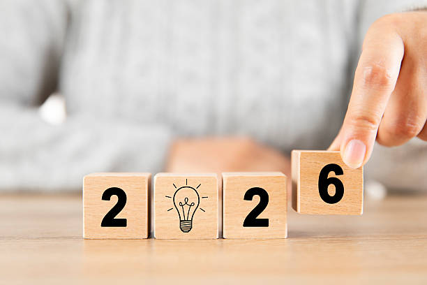 istock 2026 Year with Wooden Cubes 2228772765