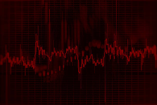 istock Red financial graph displaying a downturn with abstract statistical data and candlestick patterns. Concept a stock market crash and significant economic decline. 2228773029