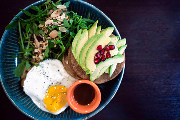 Sourdough Pancake with sliced avocado