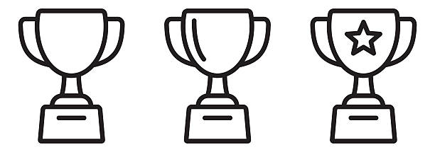 ilustrații de stoc cu set de pictograme trophy cup line - colecția de simboluri câștigător, victorie și recompensă. - trofeu
