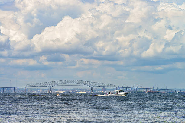 The Francis Scott Key Bridge in Baltimore Maryland on June 21, 2020 before it's collapse from being struck by a container ship on March 26th, 2024. The Key Bridge was vital for transportation in the area and helped to support the local economy.  Plans are in the works to rebuild it.
