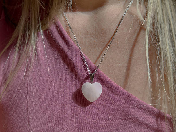 istock Model Wearing Rose Quartz Necklace 2228787499