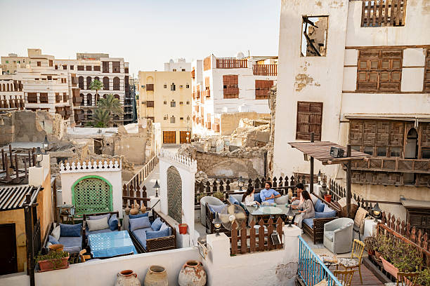 Rooftop coffee shop in Al-Balad old town Jeddah