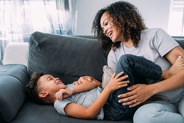 istock Mother and little son at home. 2228790105