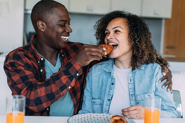 istock Couple having breakfast at home. 2228790122