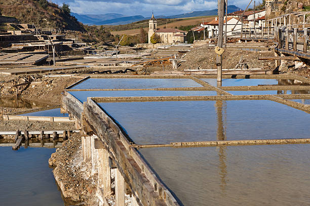 istock Antique salt platforms in Basque Country. Salinas de Anana. Spain 2228790787