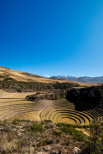 A sunny day with clear skies at the Moray Archaeological Site, Peru.