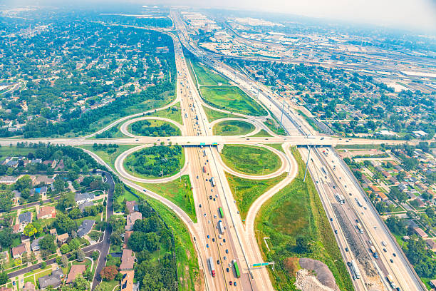 70+ Chicago Highway Overpass Aerial View Stock Photos and Royalty
