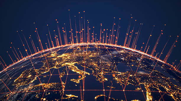 istock Global Data Network Connections Over Planet Earth at Night - Europe 2228796898