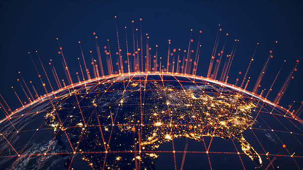 istock Global Data Network Connections Over Planet Earth at Night - North America 2228797118