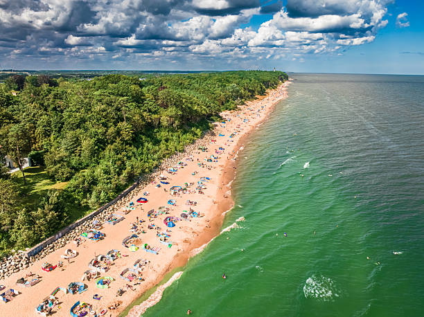 istock View from above crowd on beach at sea in summer. 2228797412