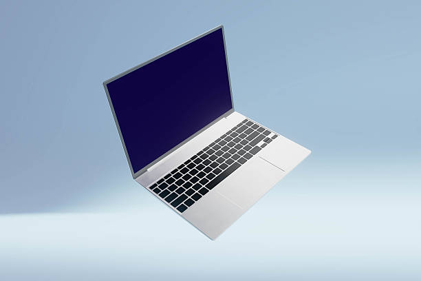 istock A laptop computer with a black keyboard and a white screen 2228797508