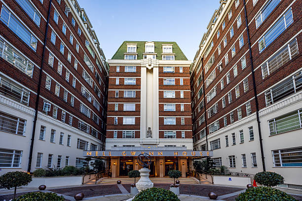 The exterior of an apartment building in Hammersmith, London.