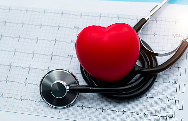 istock Red heart and stethoscope on the electrocardiogram 2228806128
