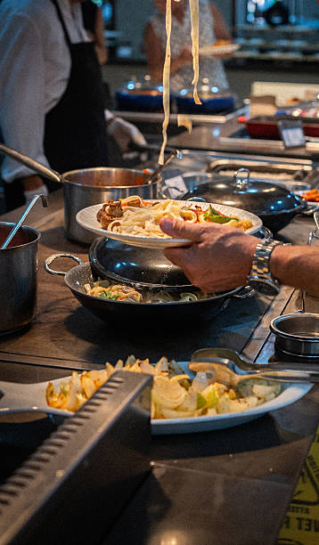 istock Spaghetti and pasta service at the restaurant buffet 2228807415