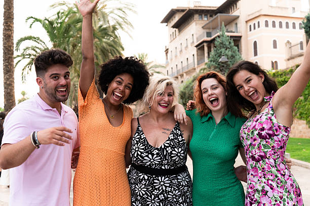 istock Five friends enjoying vacation together 2228810517