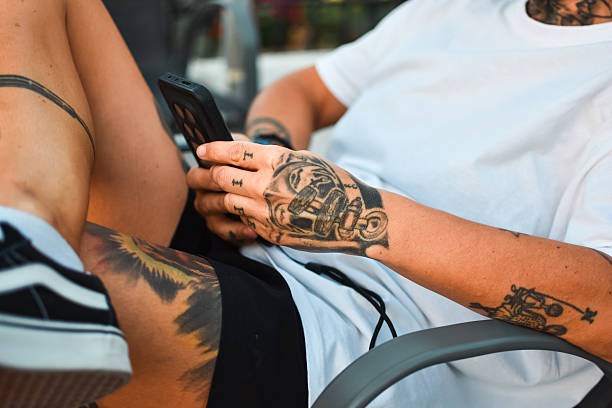 a woman with tattoos on various parts of her body
