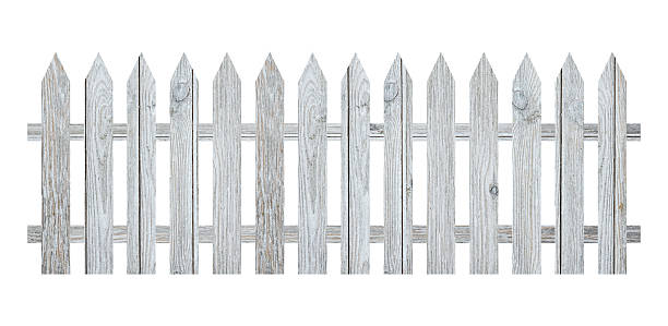 istock Wooden fence on white background. Enclosing structure 2228812126