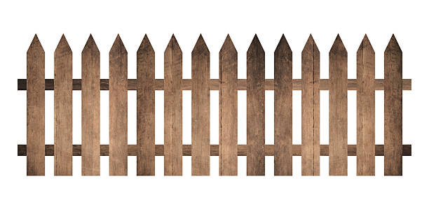 istock Wooden fence on white background. Enclosing structure 2228812128