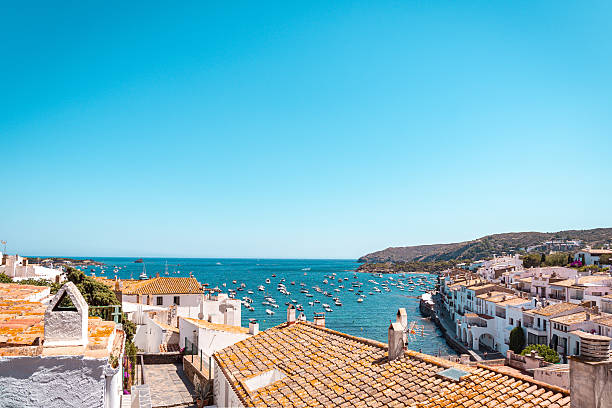 Mediterranean architecture style in Cadaques, Spain. White apartment buildings