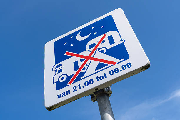 Dutch road sign: no camping/ night stop between from 9 p.m. to 6 a.m.