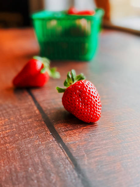 Fresh Strawberries On Vintage  Wood with Copy Space
