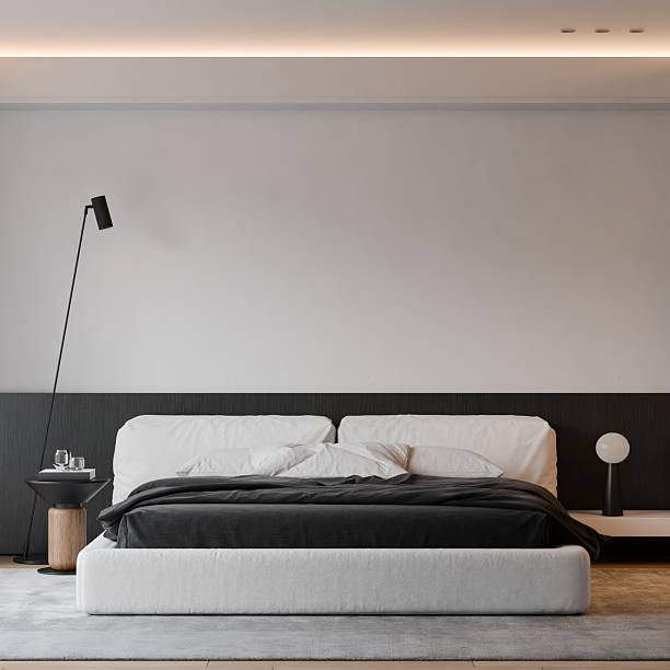 istock Frame poster mockup in a modern bedroom interior. 3D rendering, 3D illustration. 2228823871