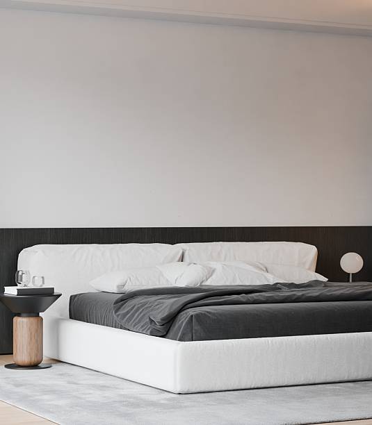 istock Frame poster mockup in a modern bedroom interior. 3D rendering, 3D illustration. 2228823977