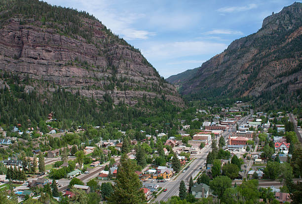 Ouray, Colorado from above in summer.