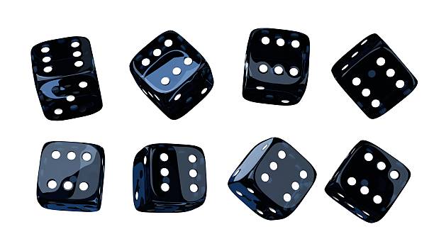 istock Dark blue dice set on isolated background. Random rolling dice cubes. Glossy roll cubes for gamble games. 3d rendering 2228851975