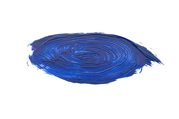 color blue Poster paint isolated texture on white brush circle.