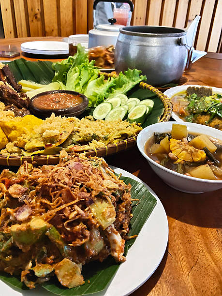 istock Traditional Sundanese Cuisine on Banana Leaf Platter 2228863579