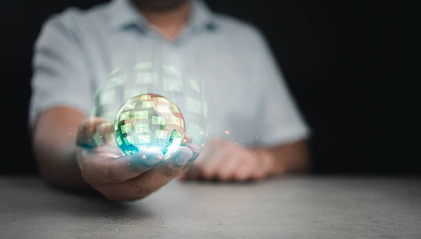 istock Net zero concept. Man hand holding globe green energy icon represents. 2228869318