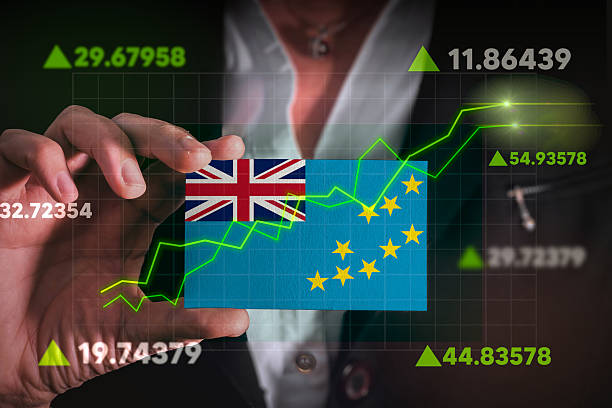 istock Graph growing up in Front Of Tuvalu Flag. 2228869629