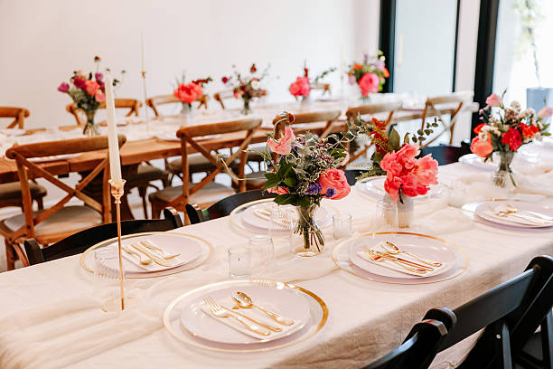 istock Elegant Birthday Table Setup with Flowers and Party Decor 2228873577