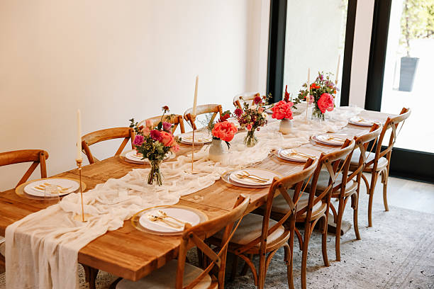 istock Elegant Birthday Table Setup with Flowers and Party Decor 2228873600