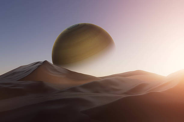 istock A planet is floating in the sky above a mountain 2228875735