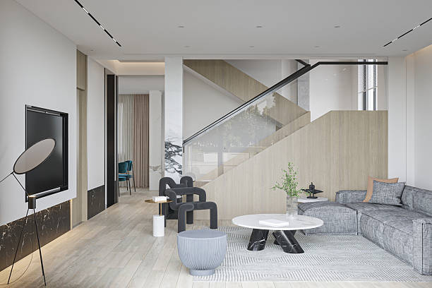 istock Modern Living Room- Unique Seating, Artistic Decor, and Sleek Design. 2228877216