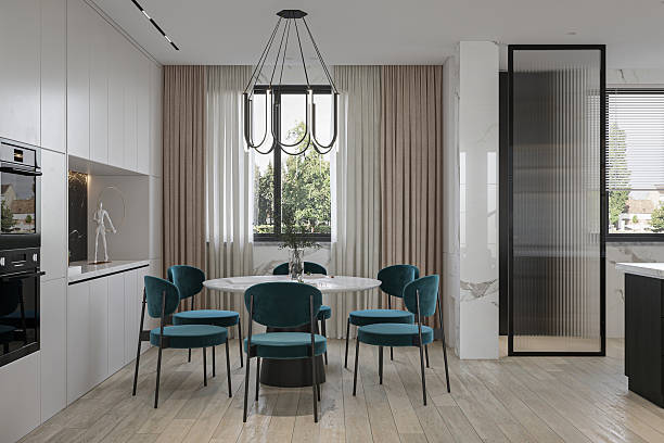 istock Stylish Open-Concept Space- Contemporary Dining Set and Sleek Kitchen Design 2228877341